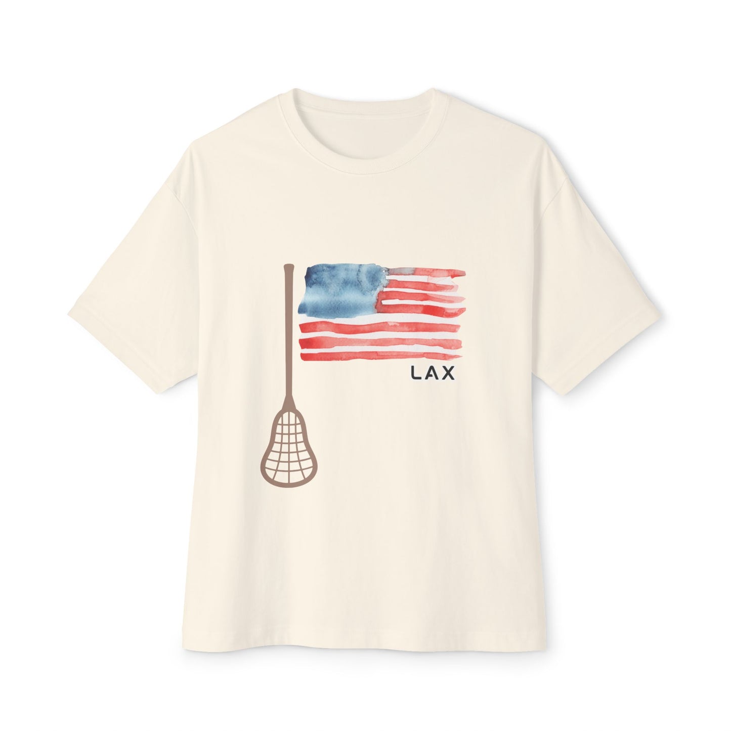 LAX Lacrosse American Flag Tee — Watercolor Patriotic Lacrosse Shirt