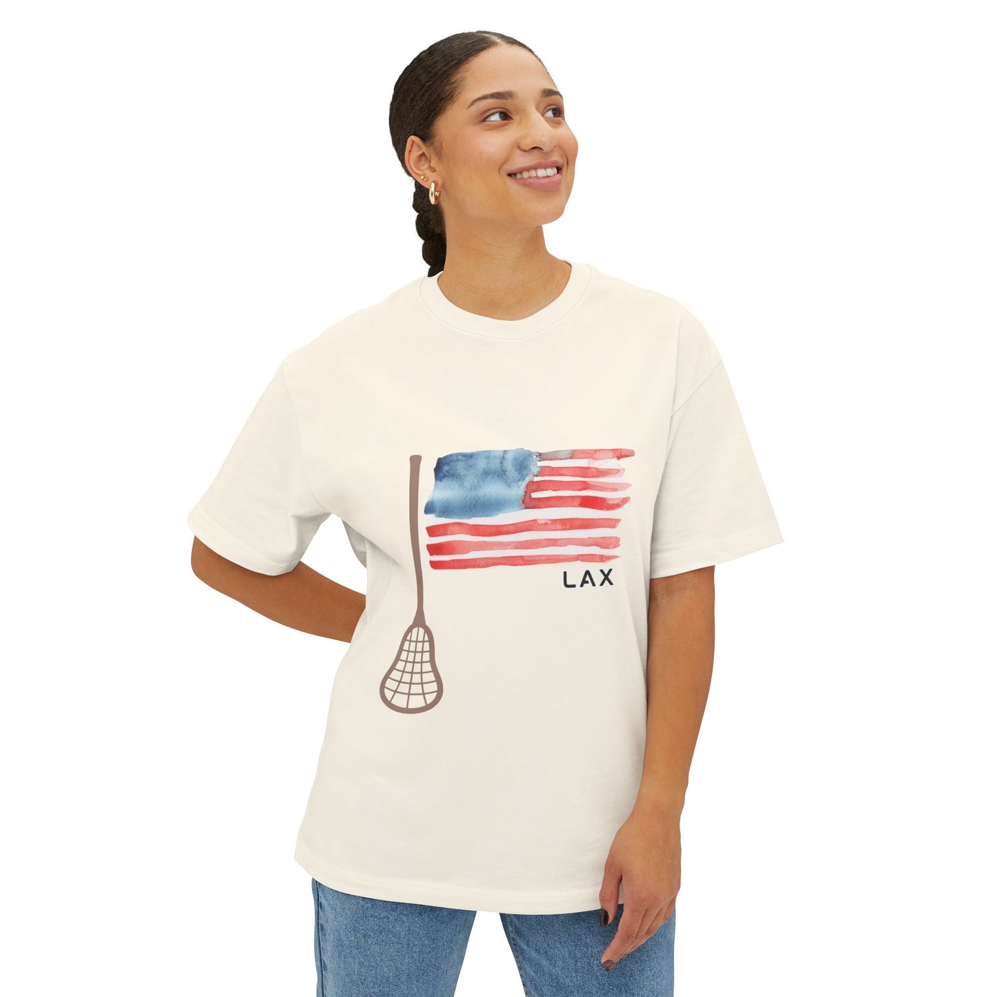 LAX Lacrosse American Flag Tee — Watercolor Patriotic Lacrosse Shirt