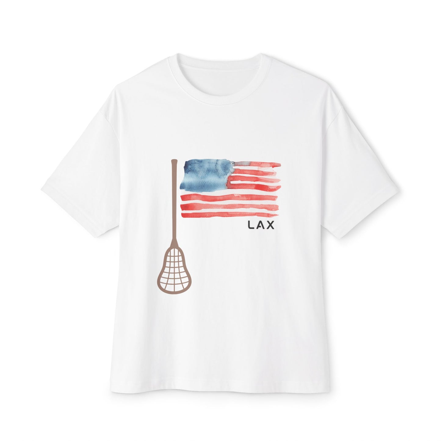LAX Lacrosse American Flag Tee — Watercolor Patriotic Lacrosse Shirt