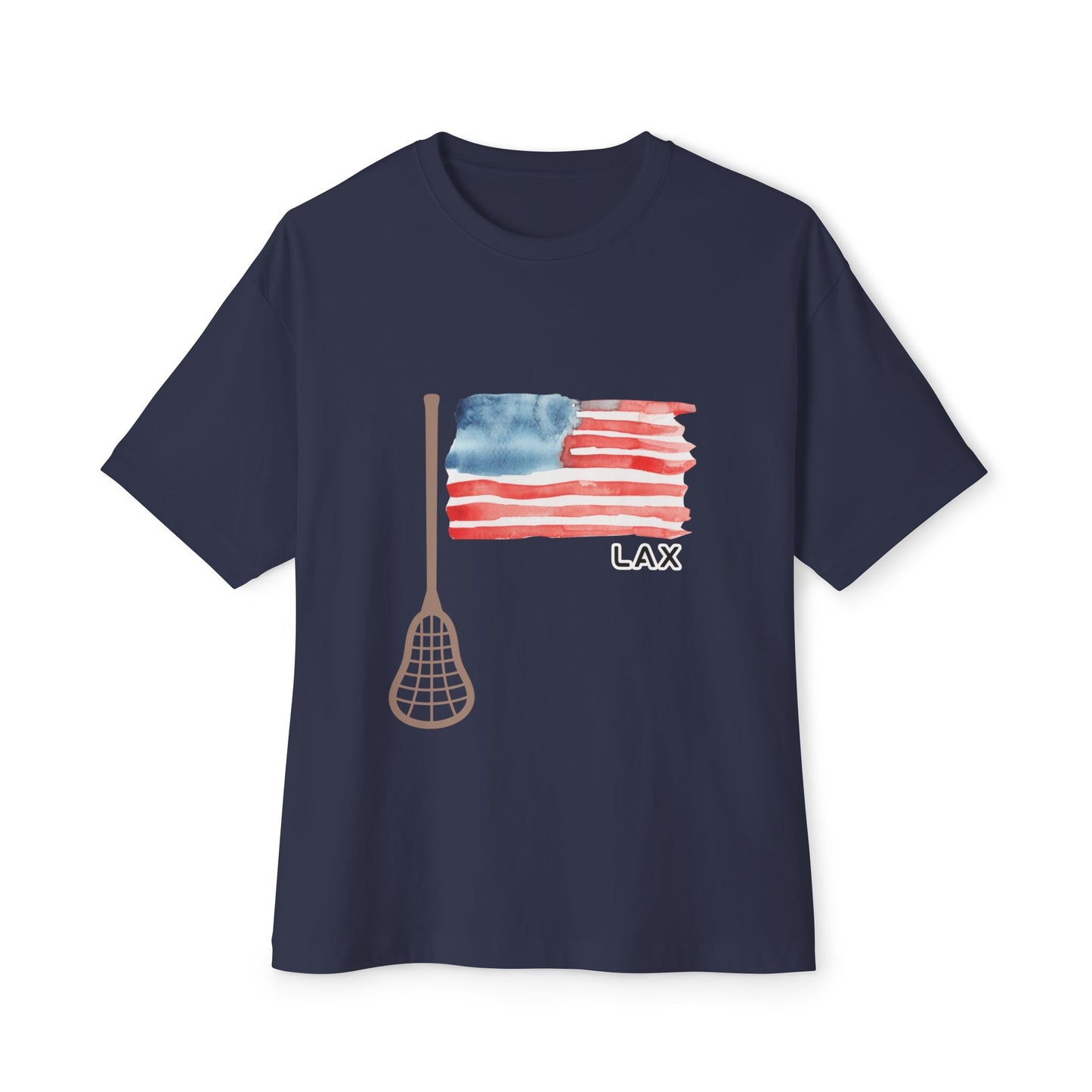 LAX Lacrosse American Flag Tee — Watercolor Patriotic Lacrosse Shirt
