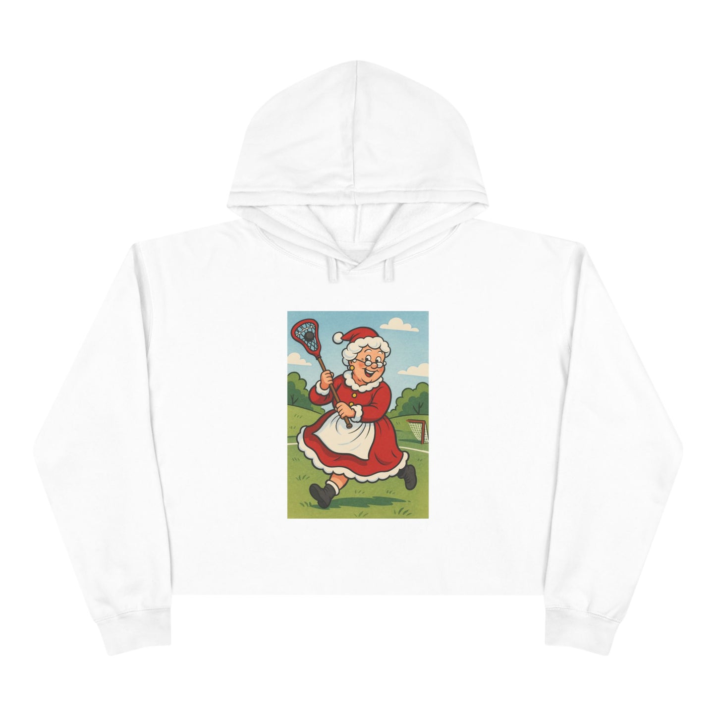 Retro Mrs. Claus Lacrosse Cropped Hoodie