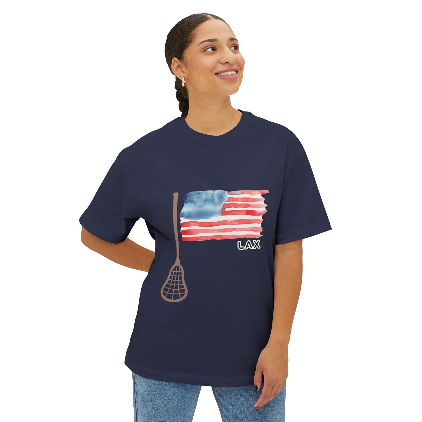 LAX Lacrosse American Flag Tee — Watercolor Patriotic Lacrosse Shirt